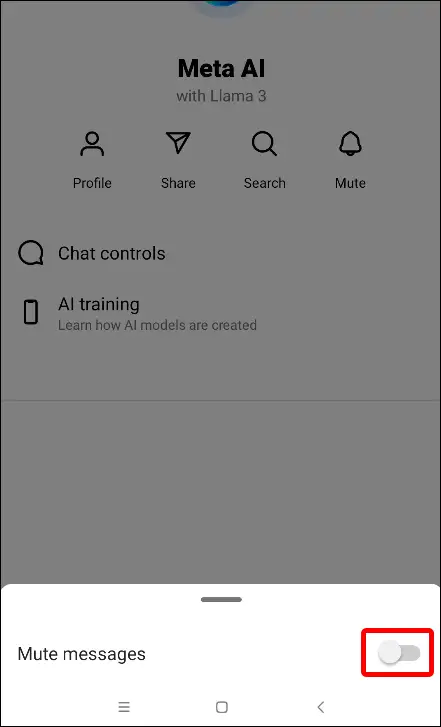 instagram meta ai mute messages toggle