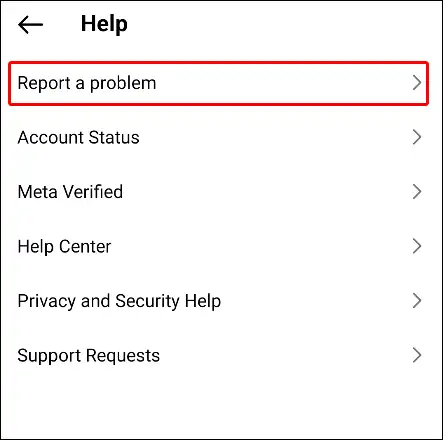 instagram report a problem