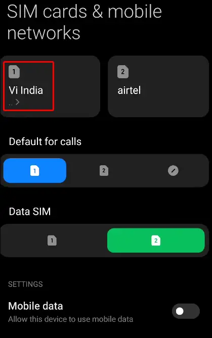 select android sim card