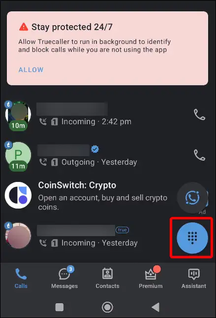 truecaller dialpad