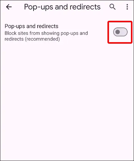 turn off chrome Pop-ups and redirects