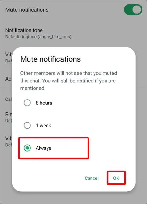 whatsapp meta ai mute notifications