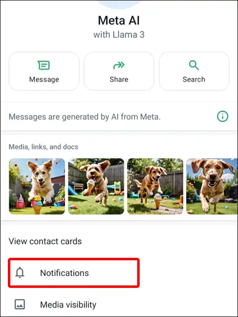 whatsapp meta ai notifications