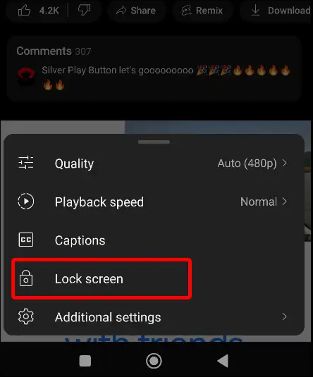 youtube video lock screen mode