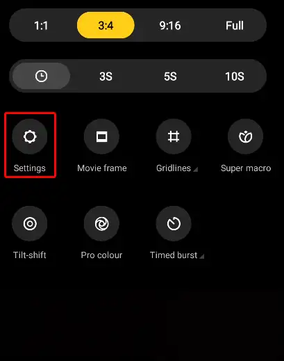 android camera settings