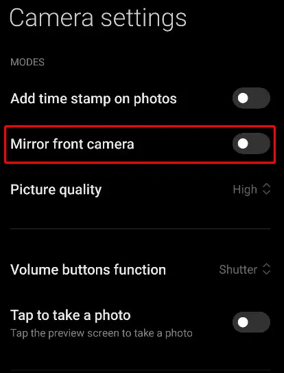 android mirror front camera