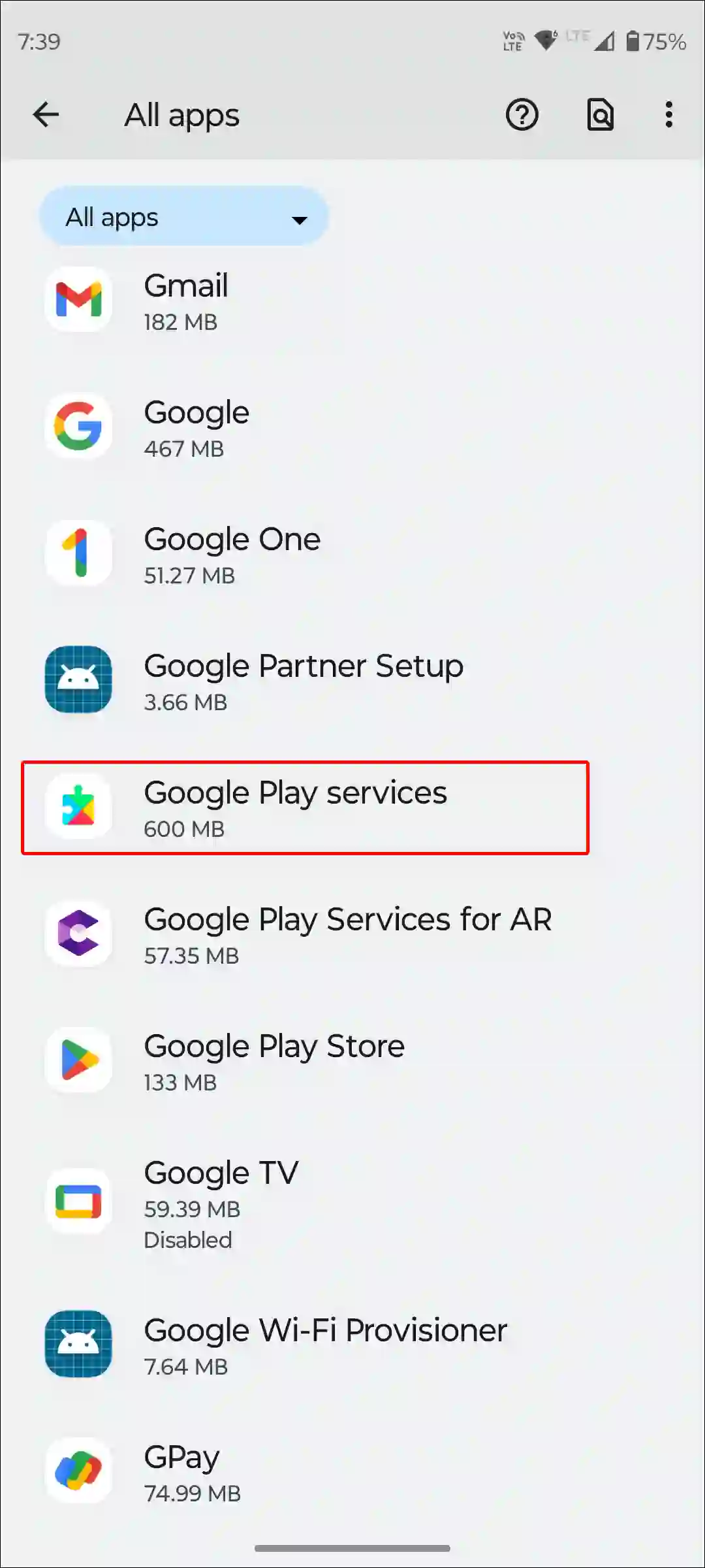 android settings google play services