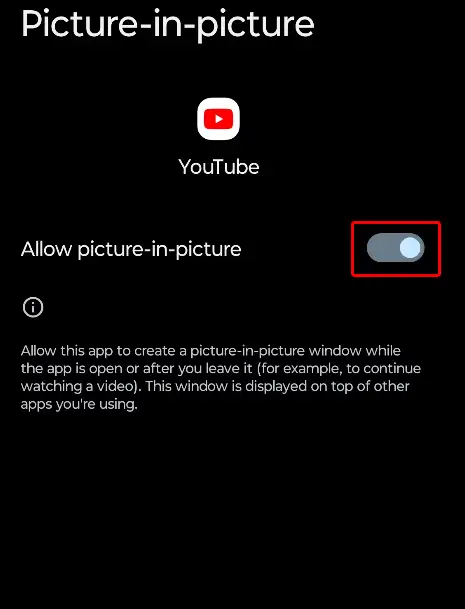 android settings youtube picture-in-picture