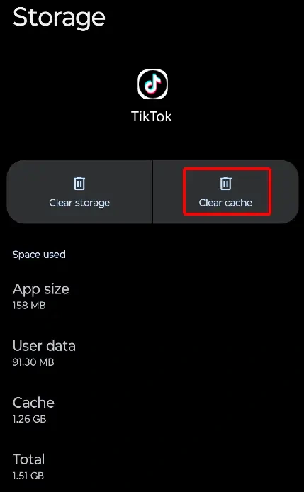 android tiktok app clear cache