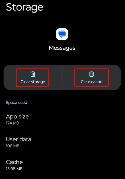 Clear Google Messages App's Cache and Data