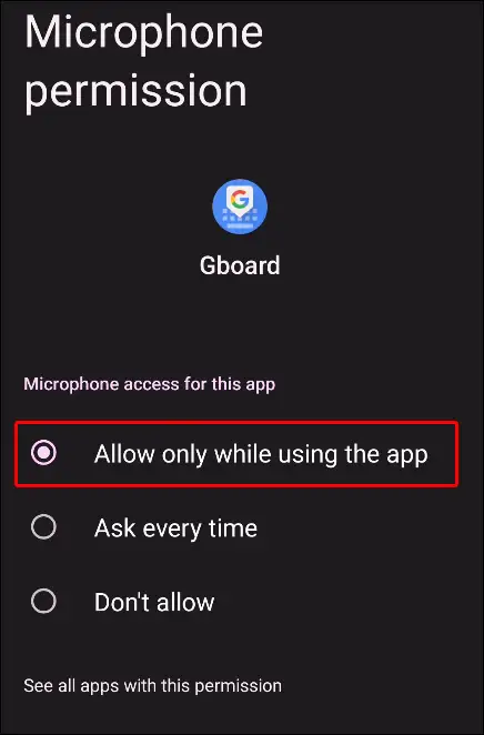 gboard app microphone permission allow