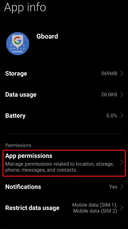 gboard keyboard app permissions