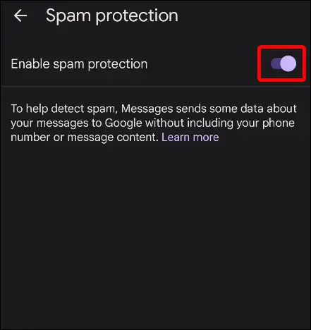 google messages enable spam protection