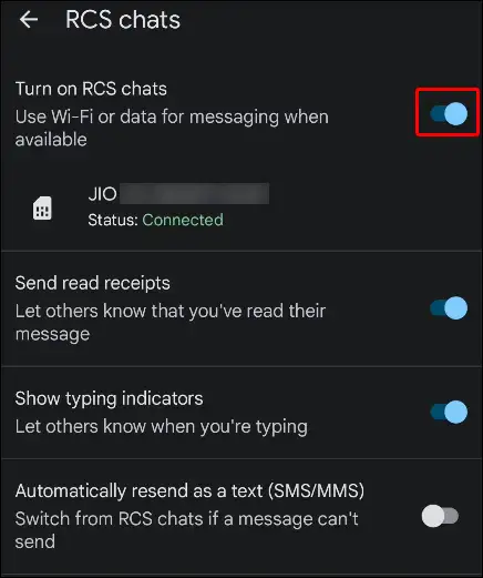 google messages rcs settings enable