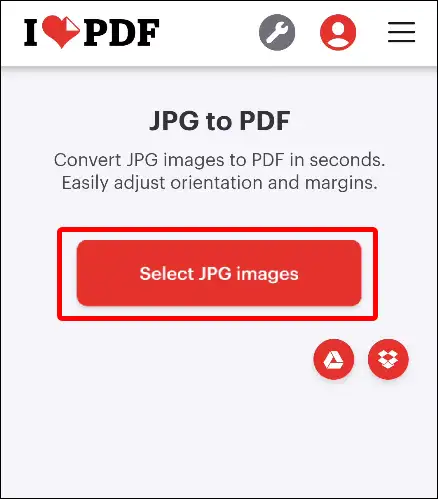 ilovepdf jpg to pdf select jpg images