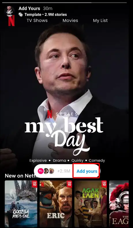instagram netflix my best day add your