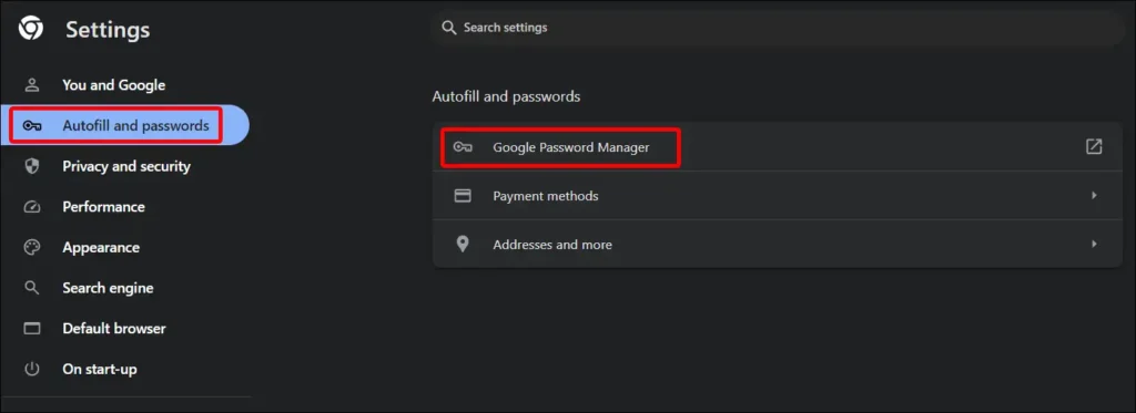 laptop chrome autofill and passwords