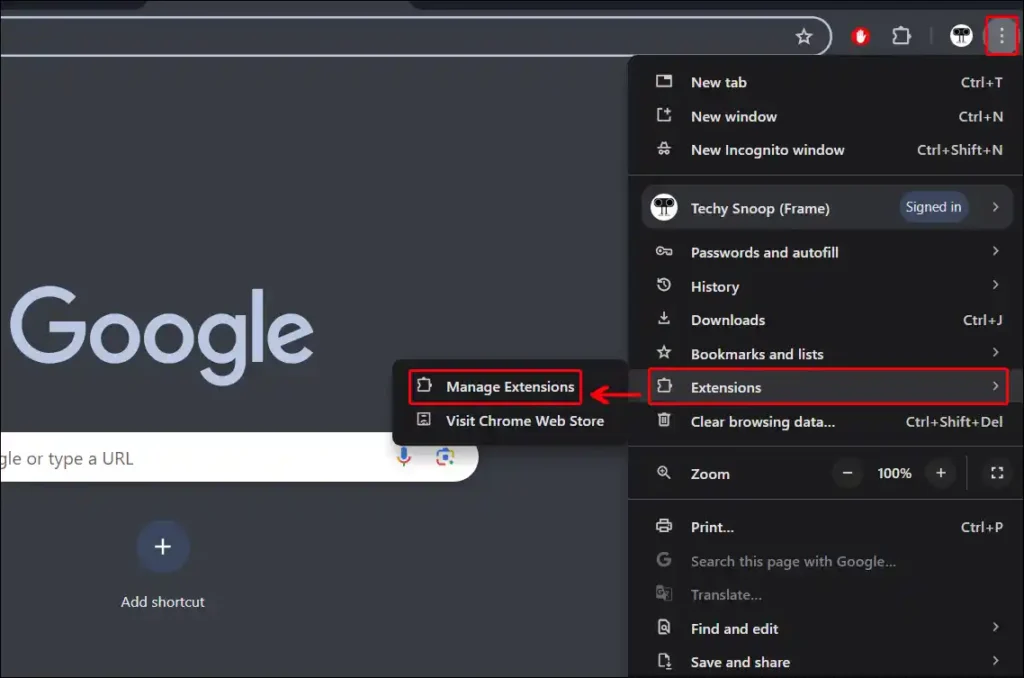 laptop chrome extension settings