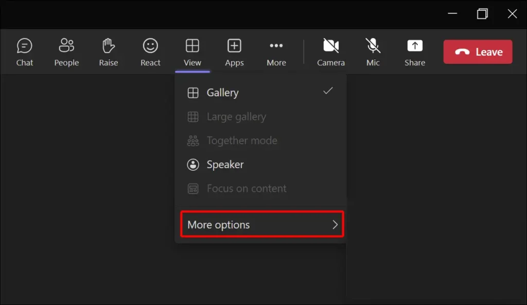 microsoft teams view more options