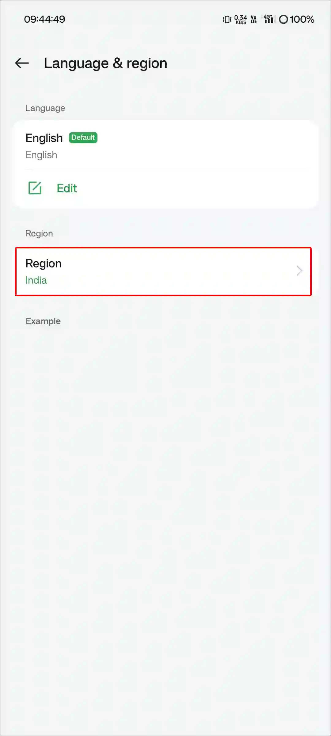 realme region settings