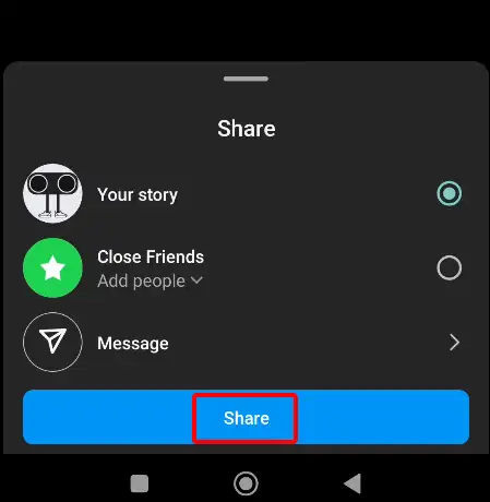 share instagram story