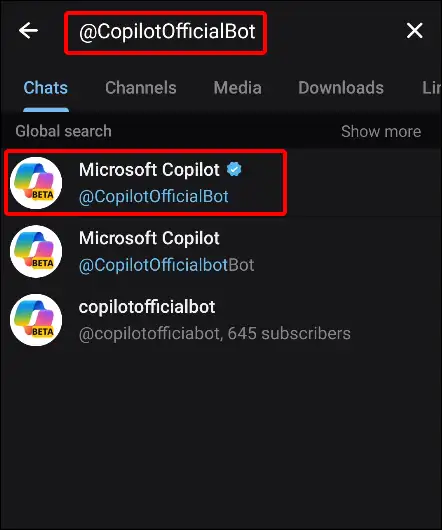 telegram app CopilotOfficialBot