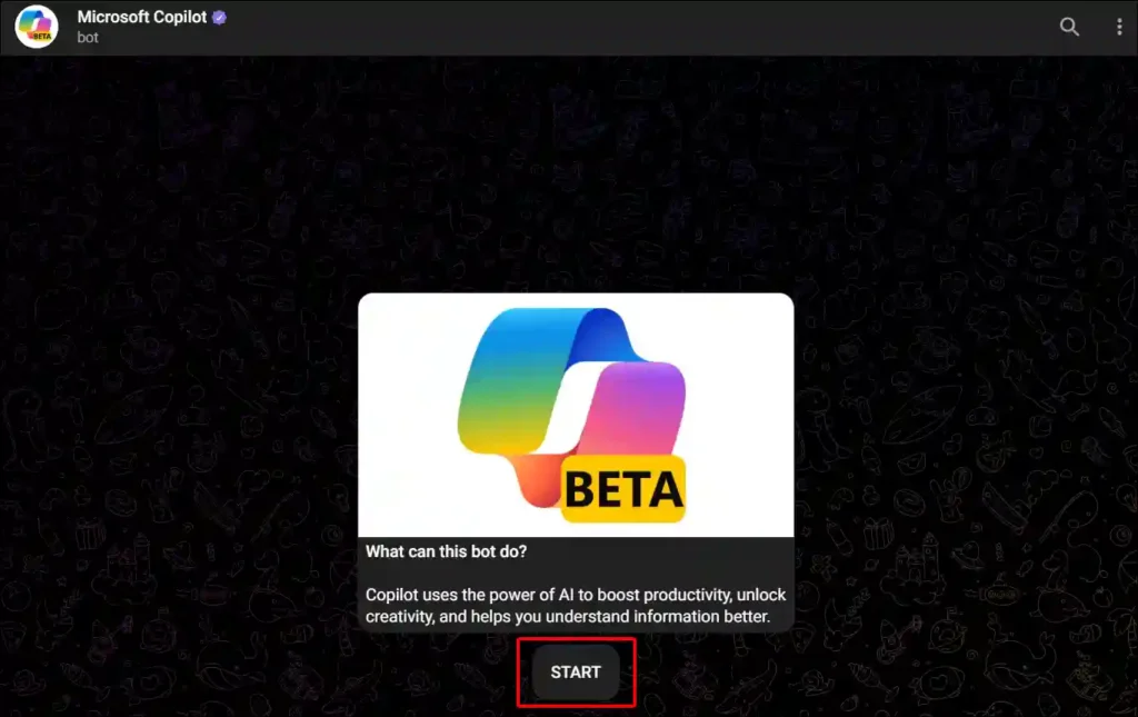 telegram web CopilotOfficialBot start