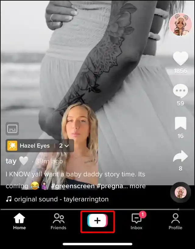 tiktok app plus icon open camera