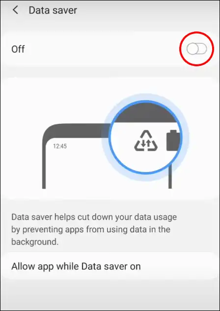 turn off samsung data saver