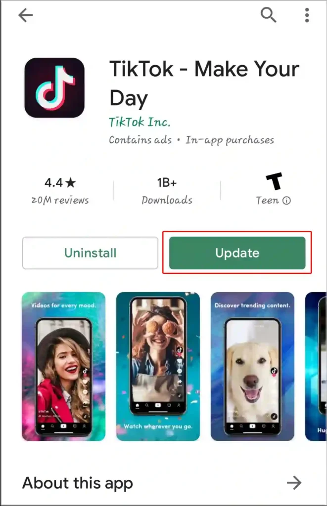 update tiktok app play store