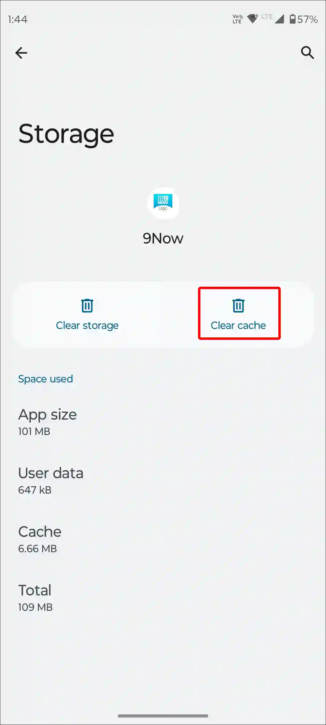 android 9now app clear cache