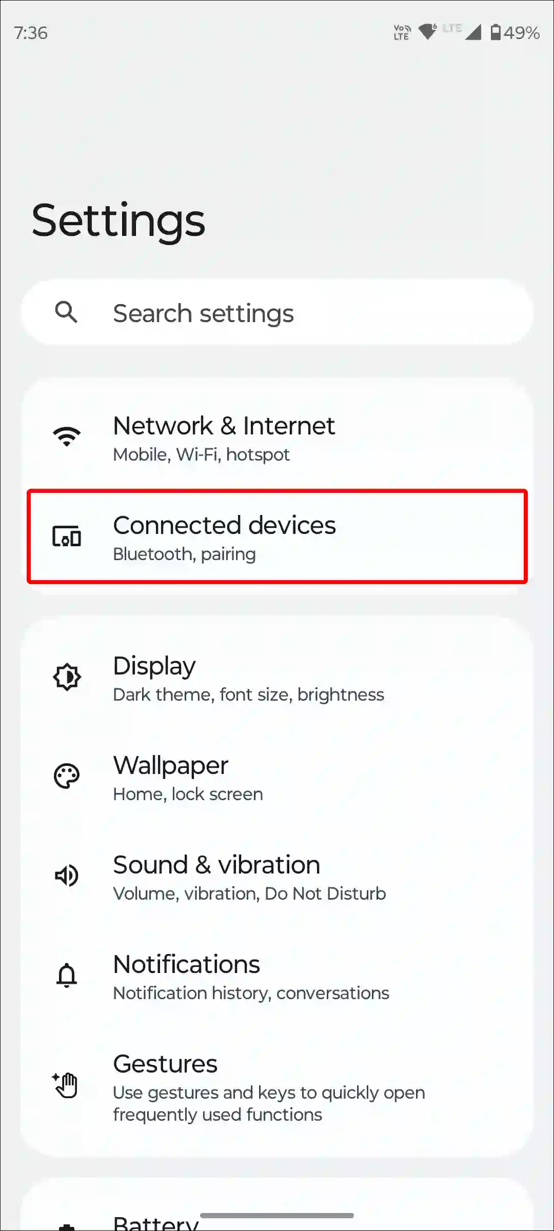 android connected devices settings