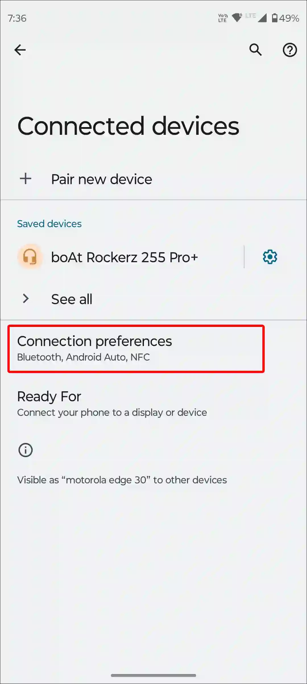 android connection preferences settings