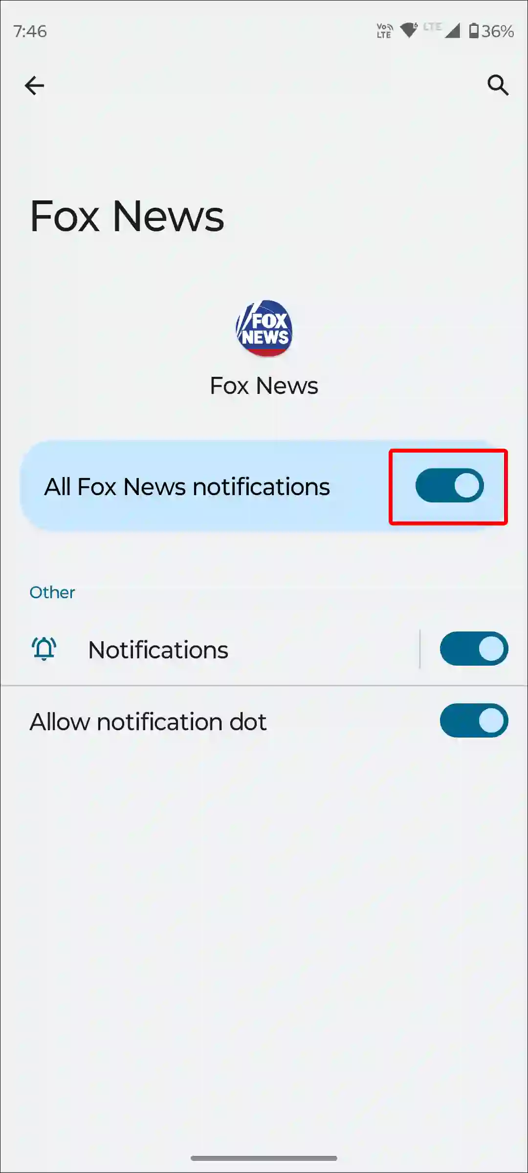 android fox news app notifications enable