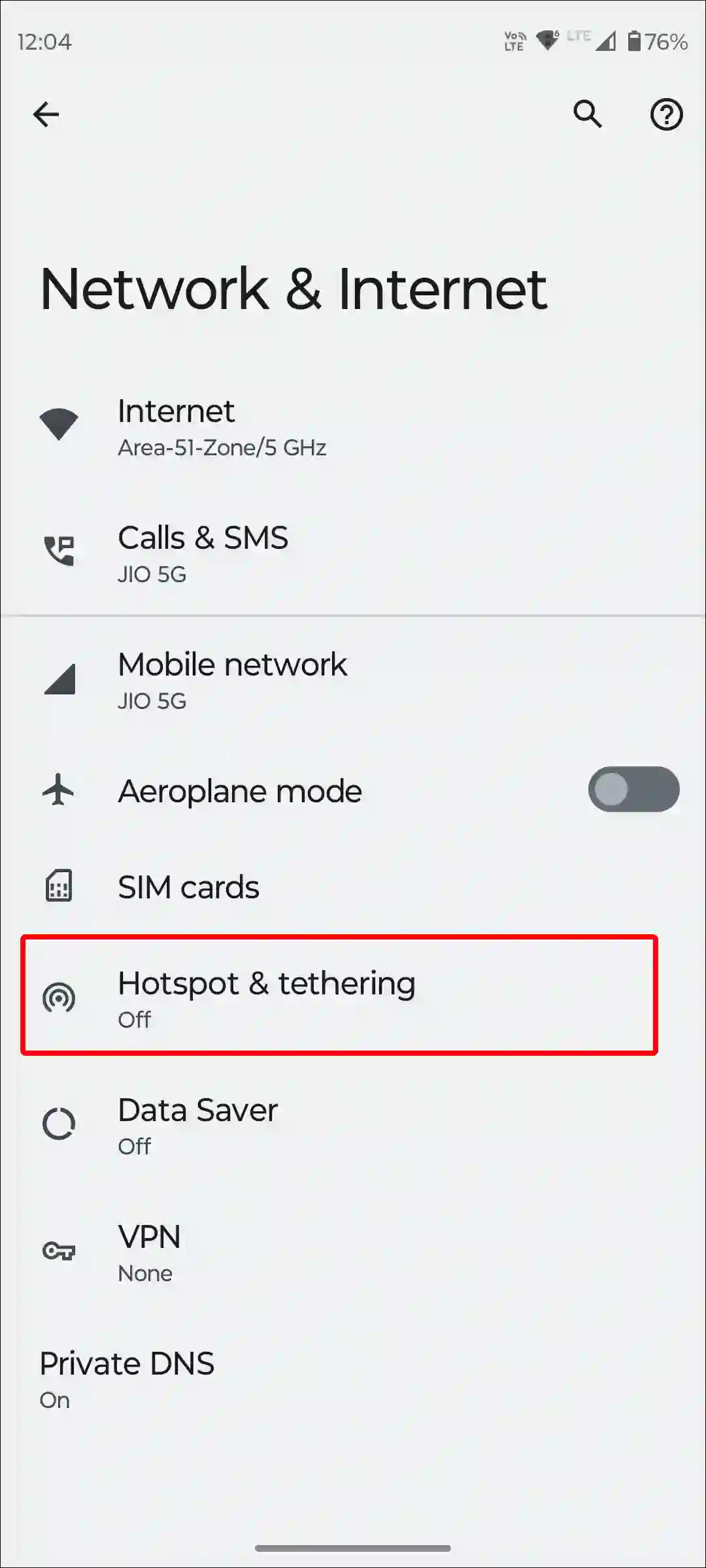 android hotspot and tethering settings