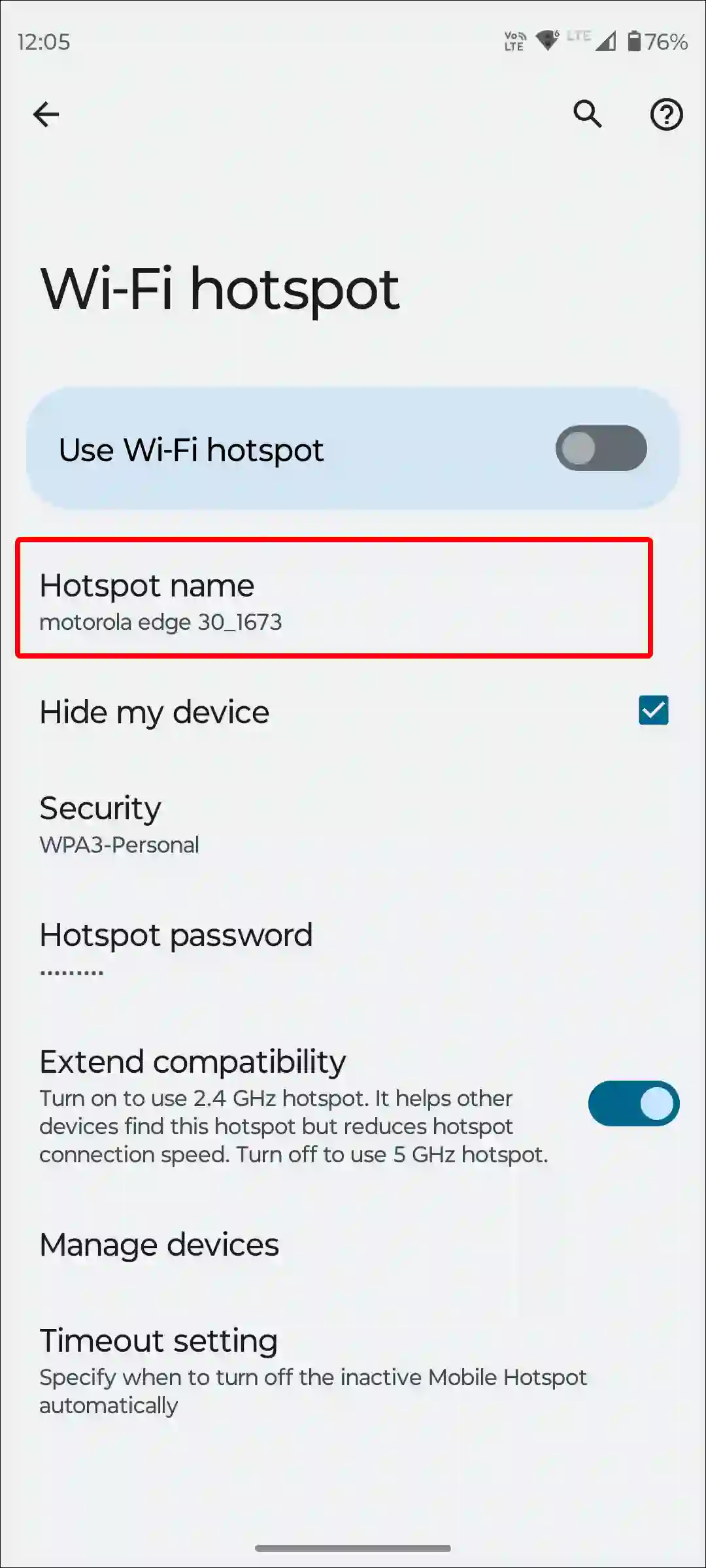 android hotspot name