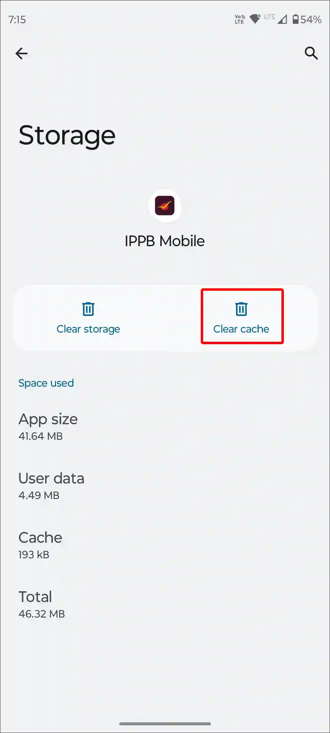 android ippb app clear cache