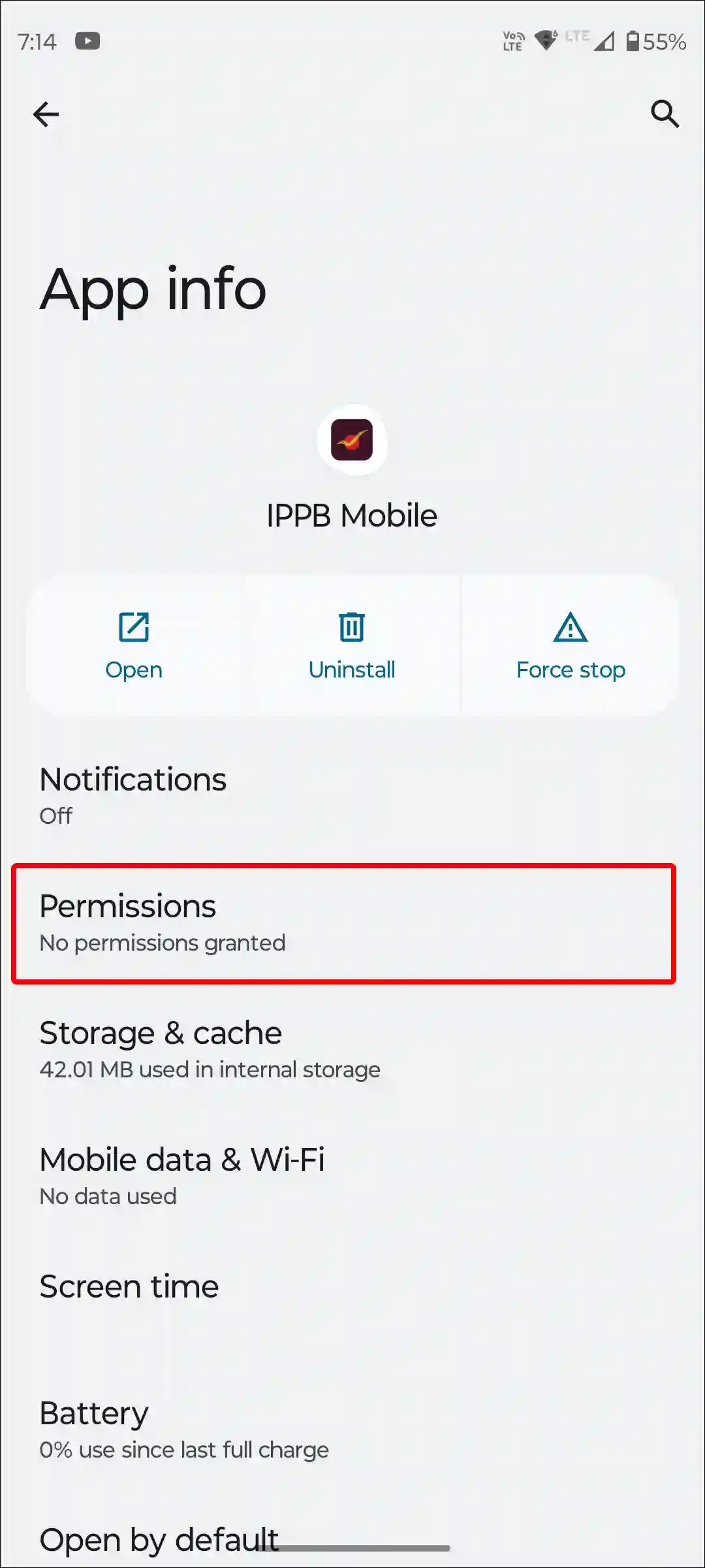 android ippb app permissions settings