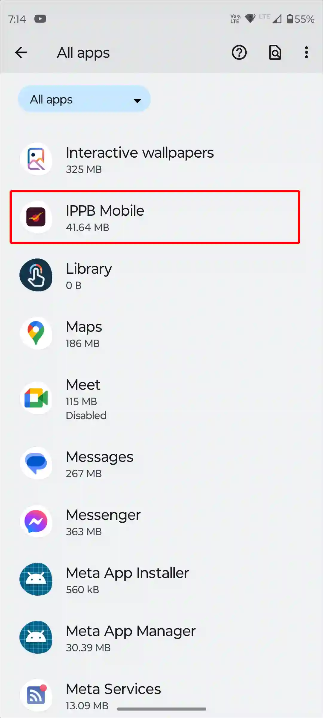 android ippb app settings