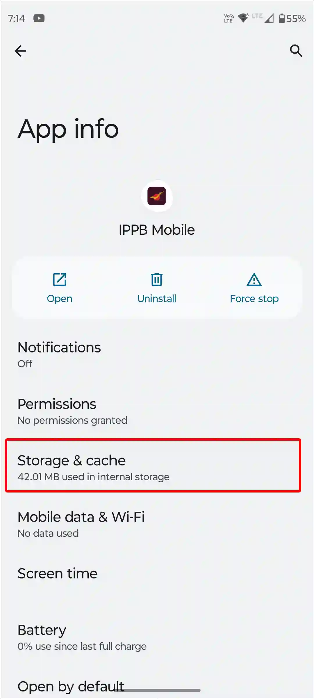 android ippb app storage and cache