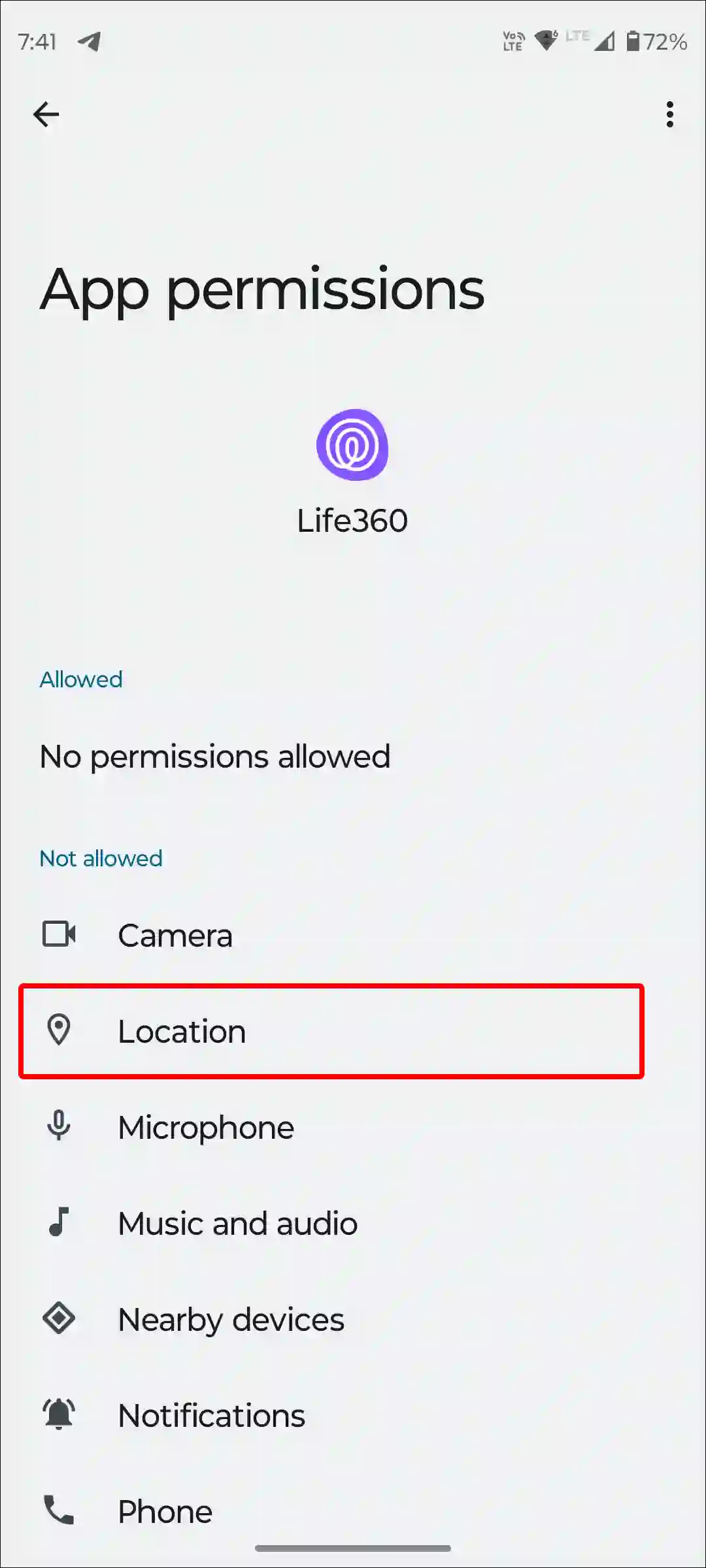 android life360 app location permissions