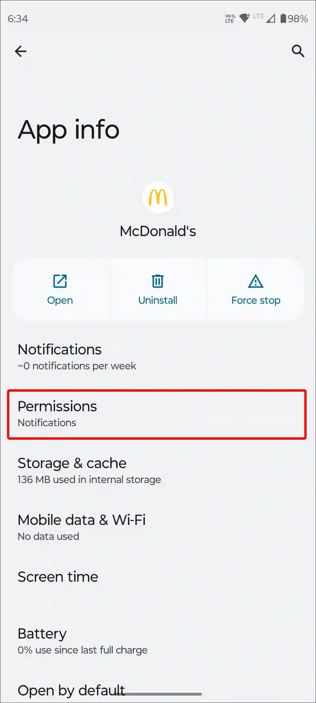 android mcdonald's app permissions