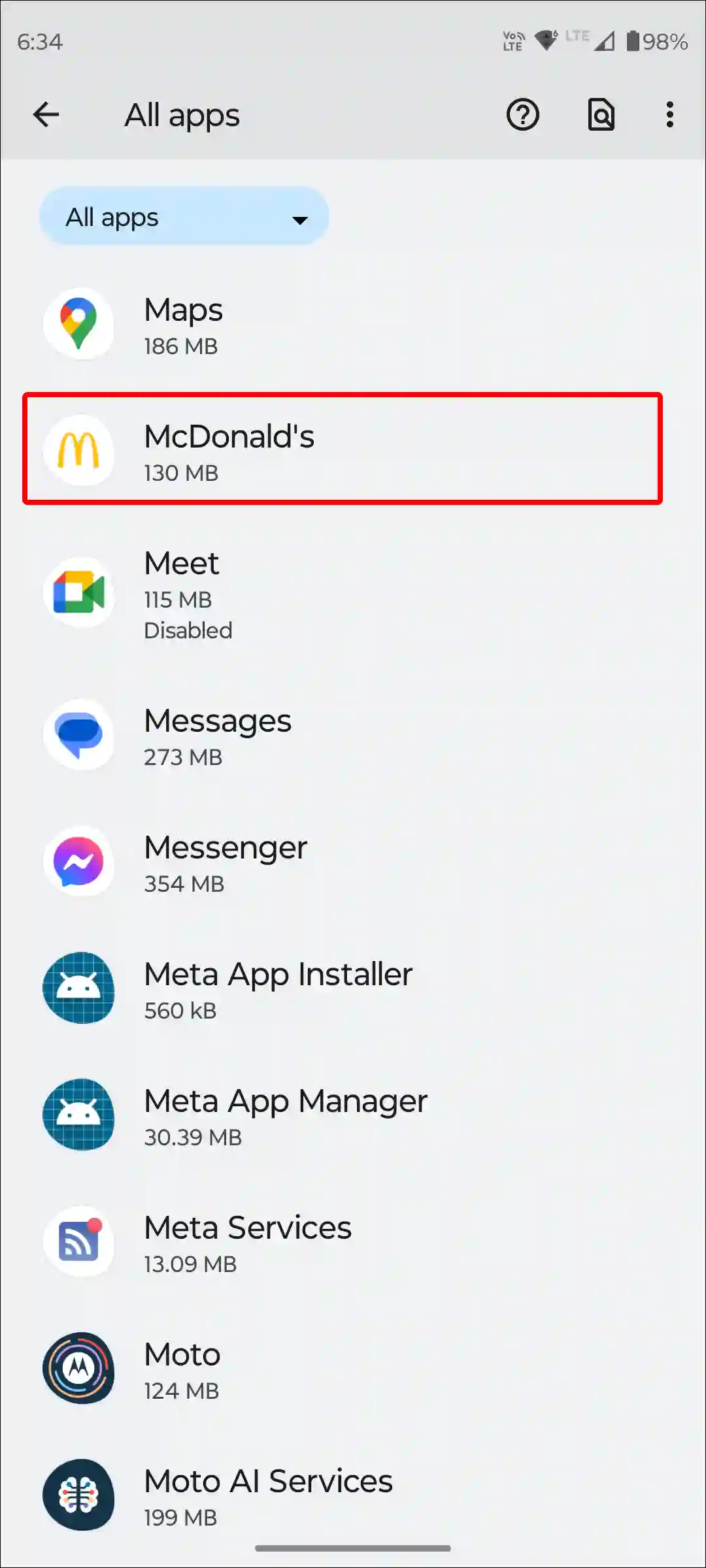 android mcdonald's app settings