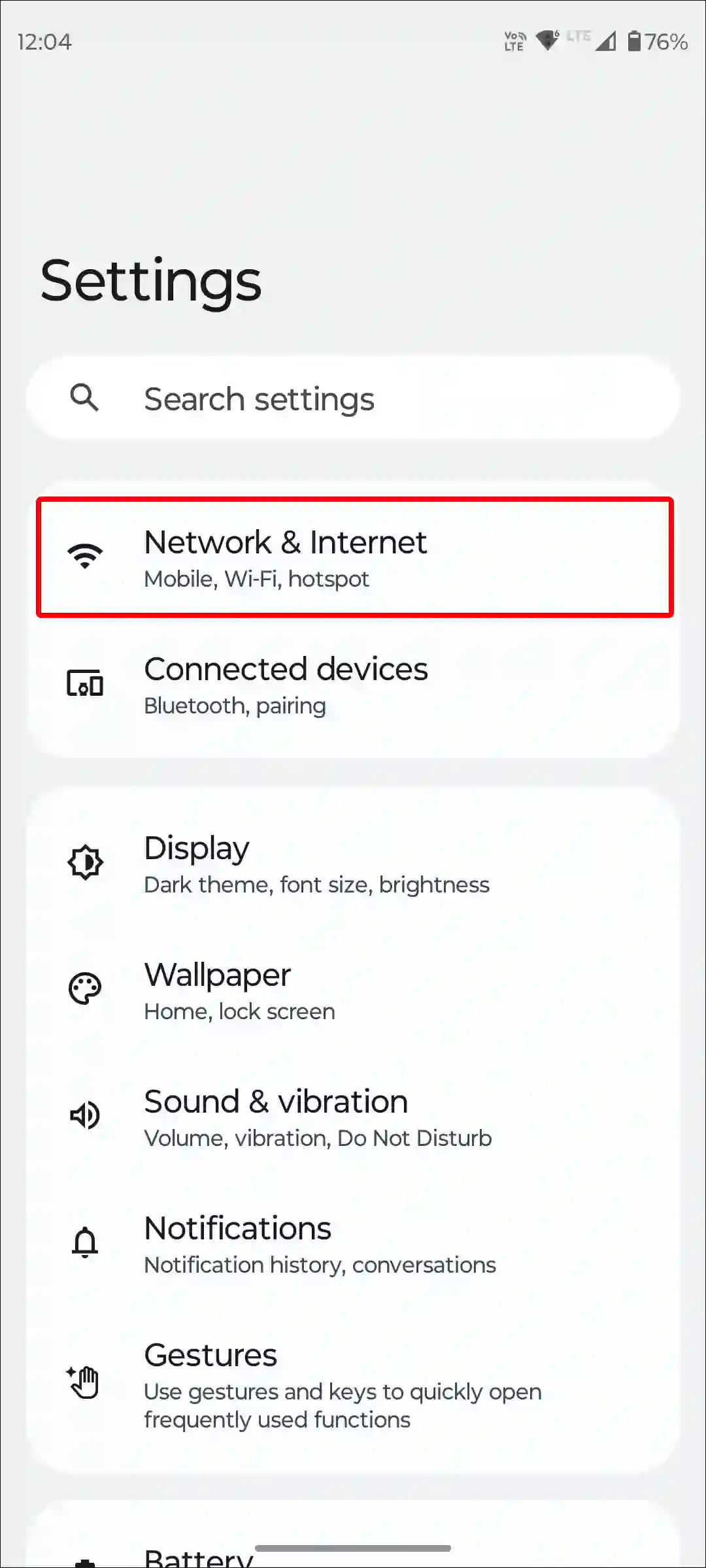 android network and internet settings