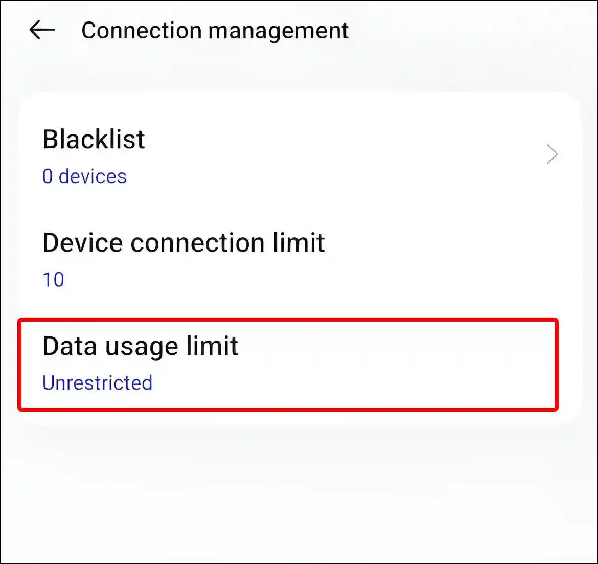 android remove hotspot data usage limit