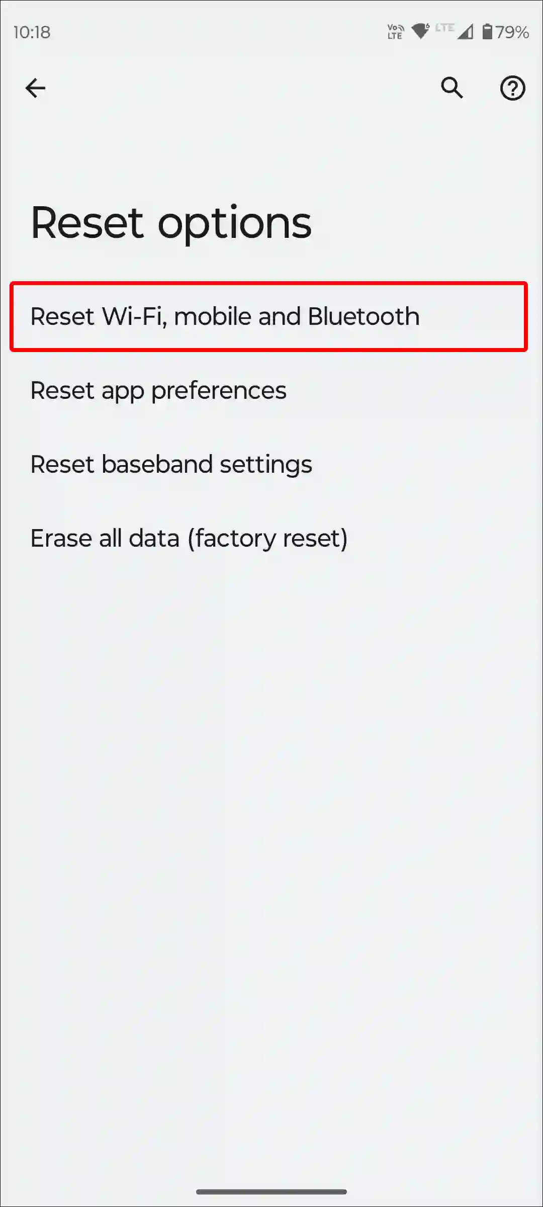 android reset network settings option