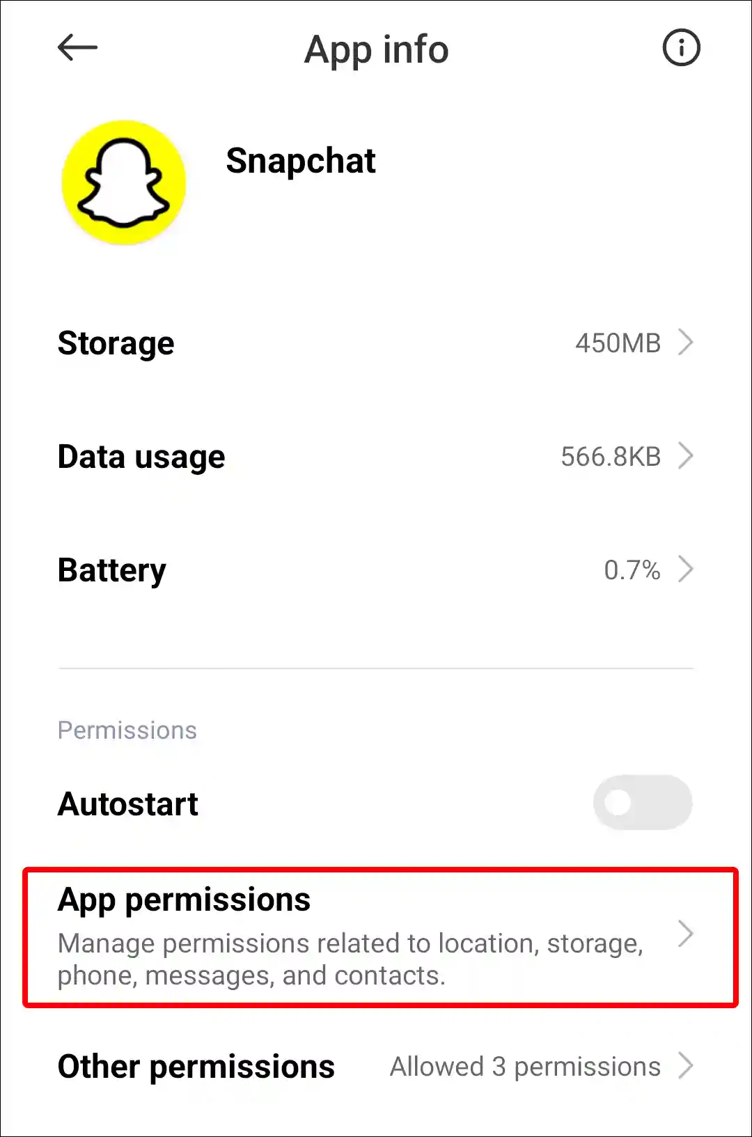 android snapchat app permissions