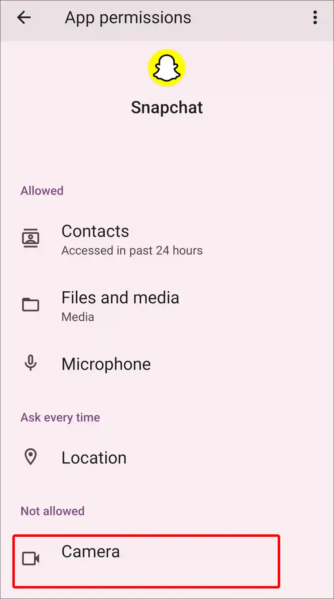 android snapchat camera permission