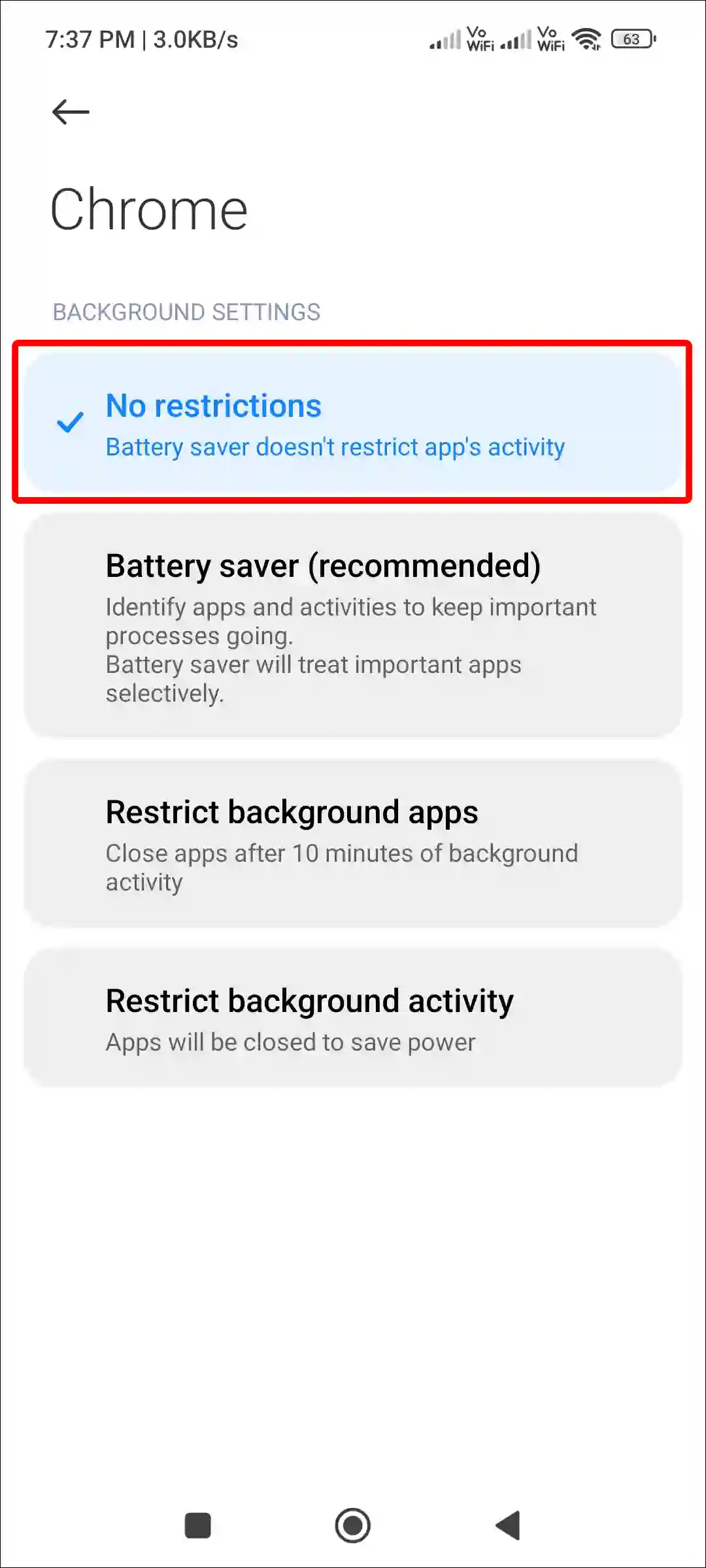 chrome battery saver no restrictions