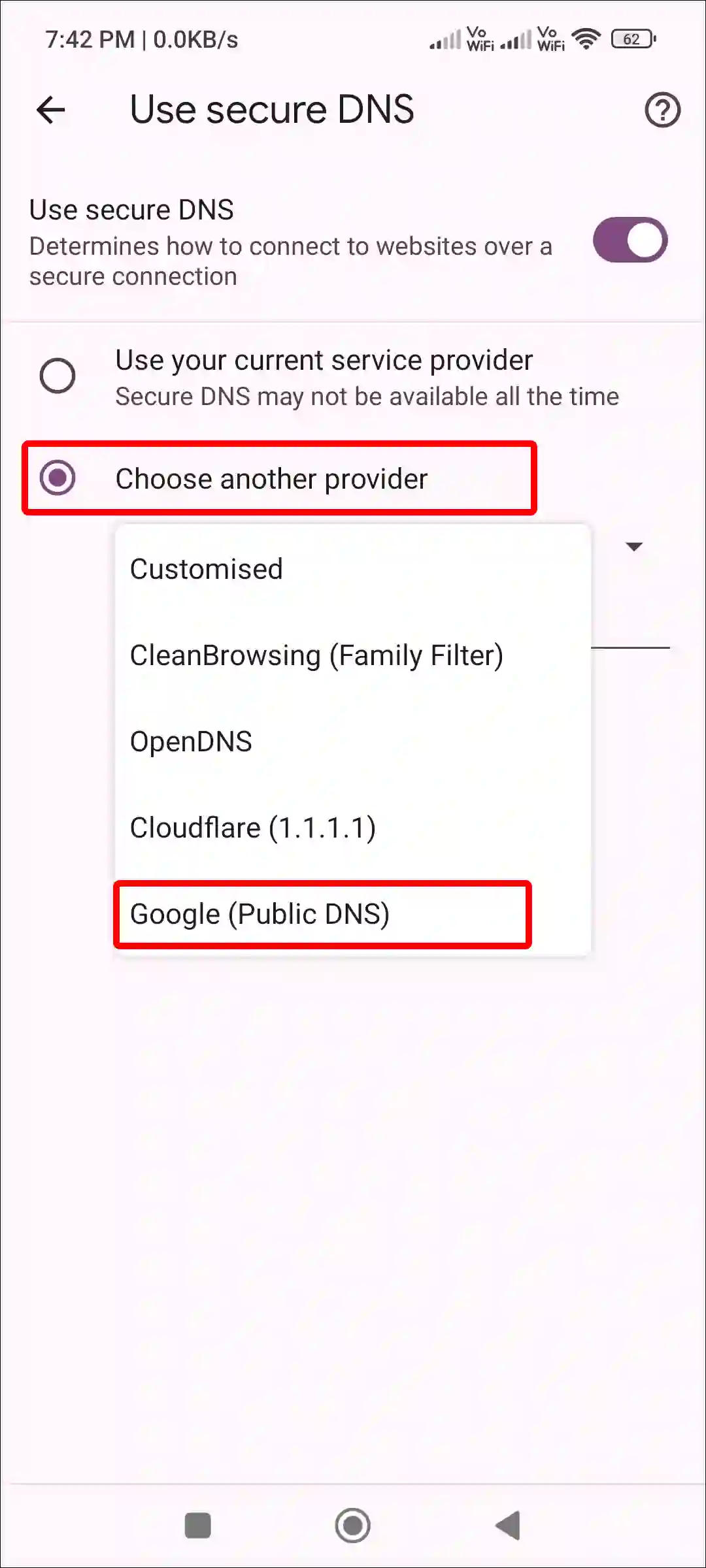 chrome use secure dns